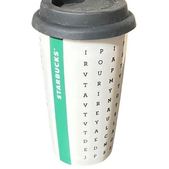 Starbucks 2016 Word Search, Seek Find Eye Doctor 12oz Ceramic Travel Mug - Picture 1 of 4